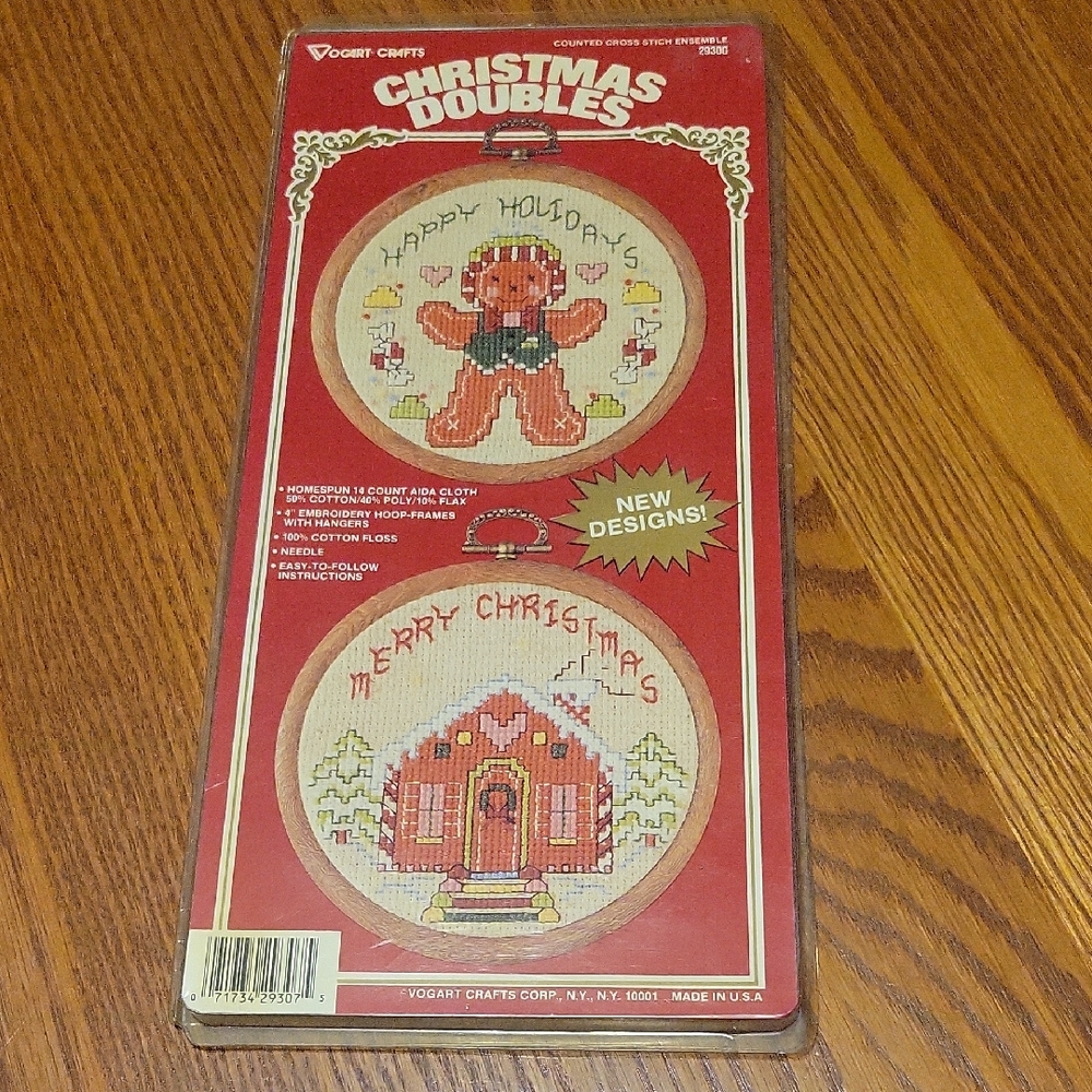Christmas Doubles Cross Stitch Kit - Red and Green-Vogart Crafts